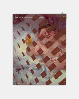 OP-Strauss Oil paint, gloss medium on magazine side 2017 28 × 21 cm 